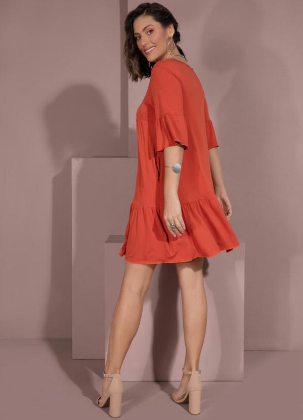 Quintess - Vestido Telha com Babados 4