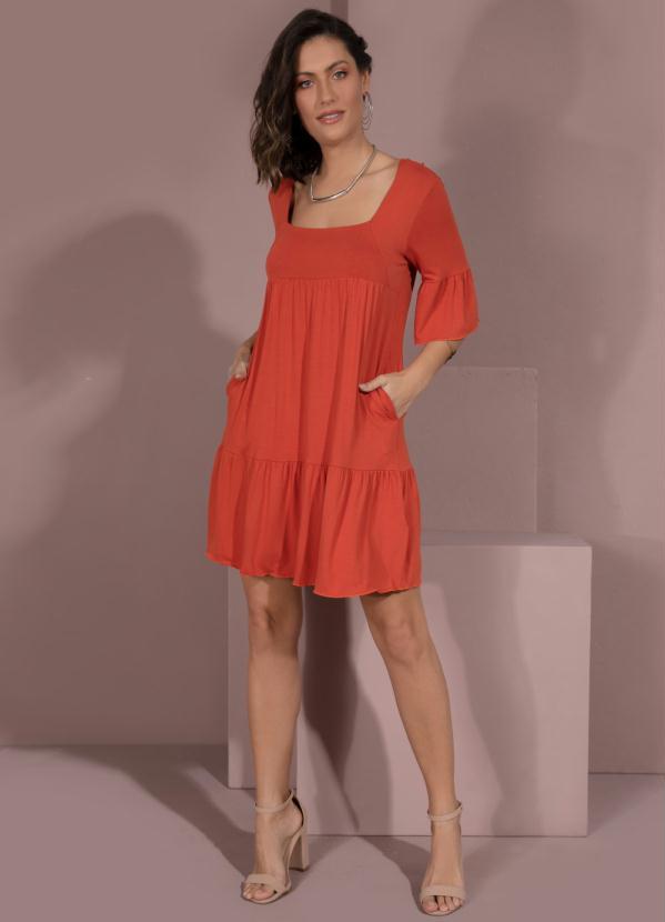 Quintess - Vestido Telha com Babados 5