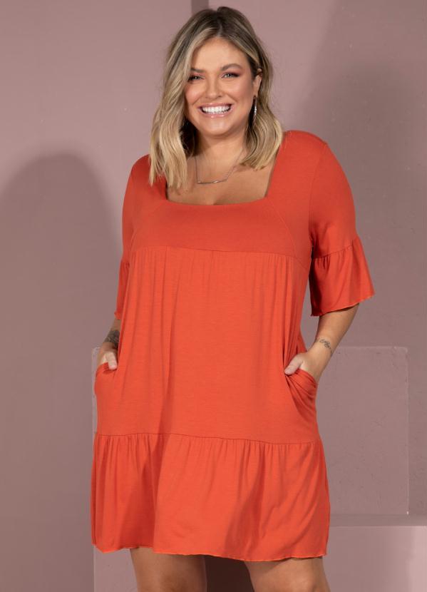 Quintess - Vestido Telha com Babados 7