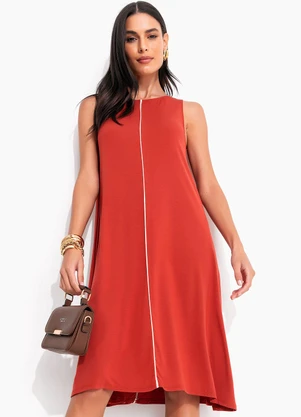 Quintess - Vestido Terracota em Malha de Viscose - QUINTESS