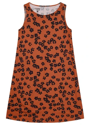 Malwee - Vestido Terracota Evasê Curto Floral - MALWEE