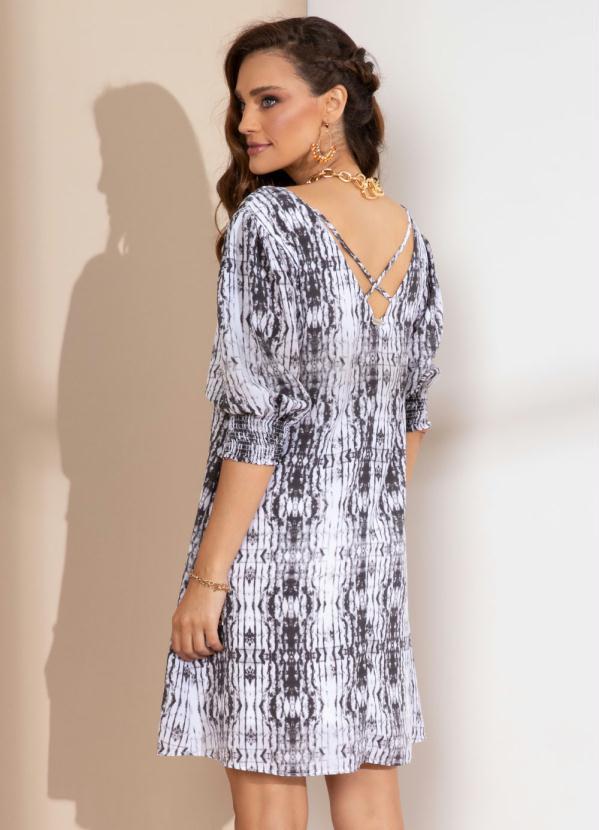 Quintess - Vestido Tie Dye Preto com Tiras no Decote Costas 2