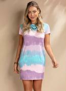 Vestido Tie Dye Rosa e Azul com Bolsos