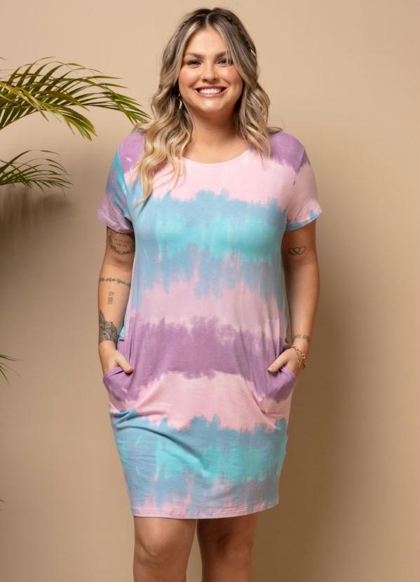 Quintess - Vestido Tie Dye Rosa e Azul com Bolsos 6