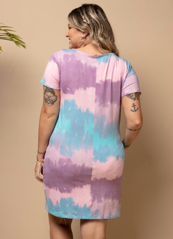 Quintess - Vestido Tie Dye Rosa e Azul com Bolsos 7