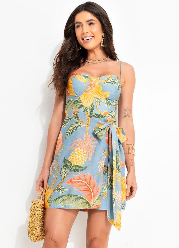 Farm - Vestido Transpassado Amalfi Azul