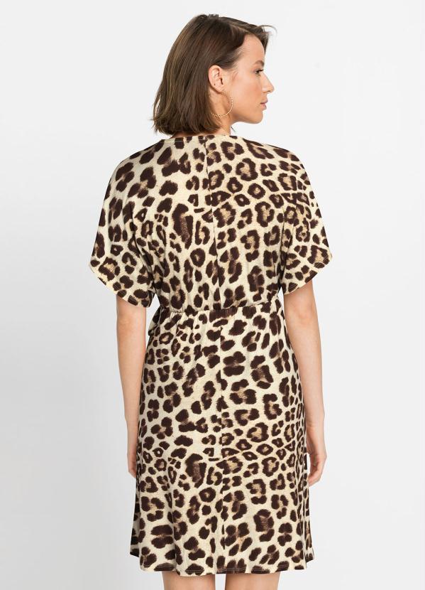 Queima Estoque - Vestido Transpassado com Amarração Onça Marrom 2