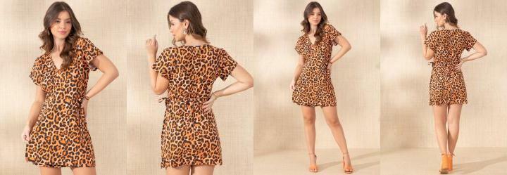 Vestido Transpassado On�a Preta