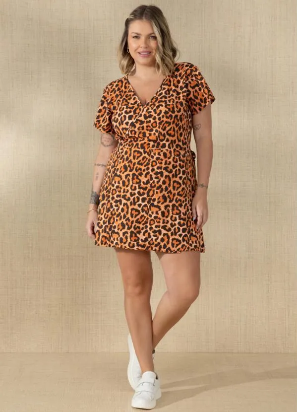 Quintess - Vestido Transpassado Onça Preta 8