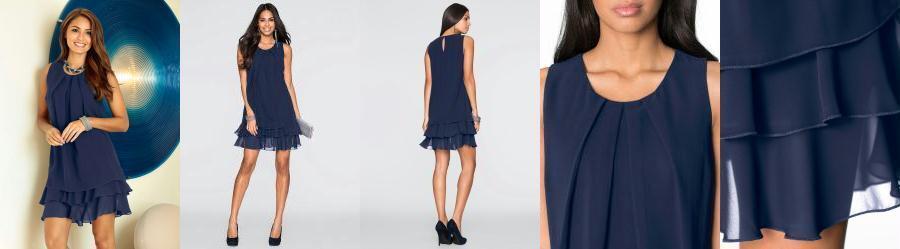 Vestido Trapzio com Babados Azul