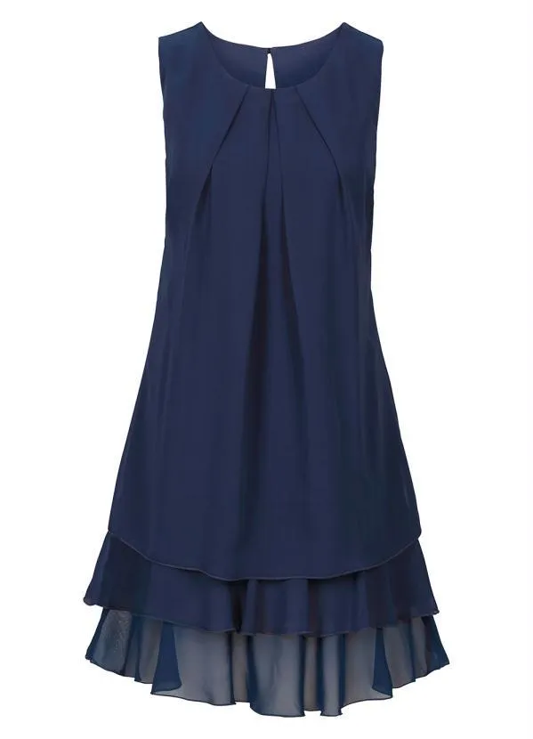 bonprix - Vestido Trapézio com Babados Azul 10