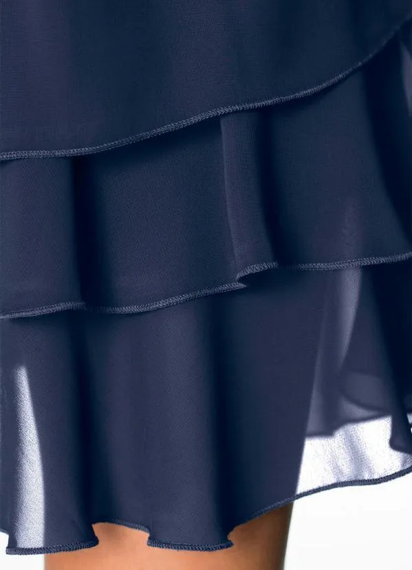 bonprix - Vestido Trapézio com Babados Azul 5