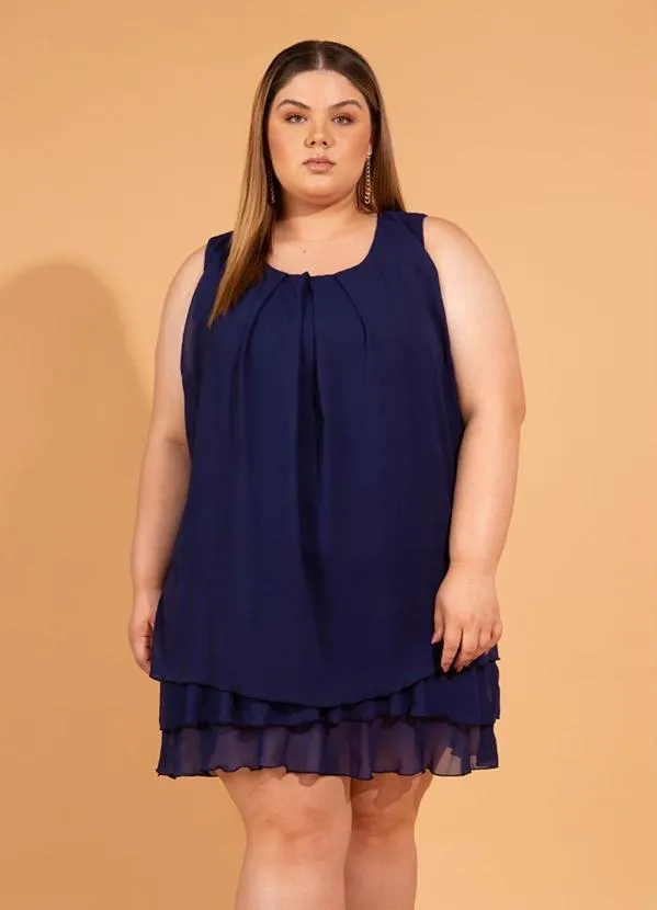 bonprix - Vestido Trapézio com Babados Azul 6