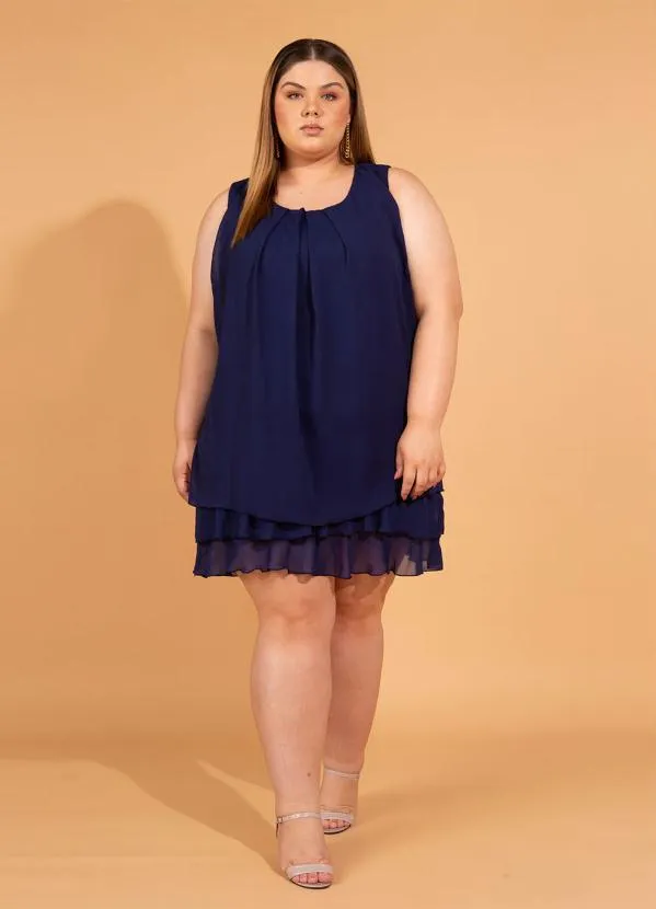 bonprix - Vestido Trapézio com Babados Azul 8