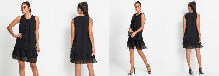 Vestido Trapzio com Babados Preto