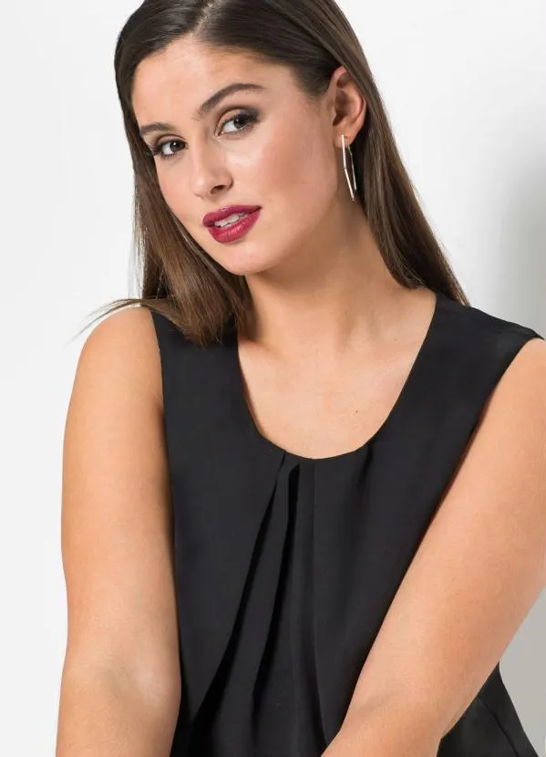 bonprix - Vestido Trapézio com Babados Preto 9