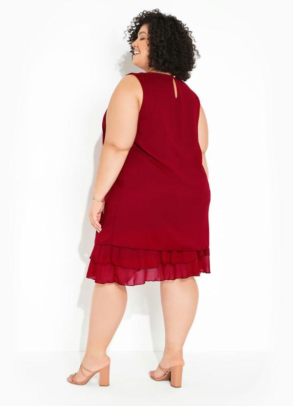 bonprix - Vestido Trapézio com Babados Vermelho 11