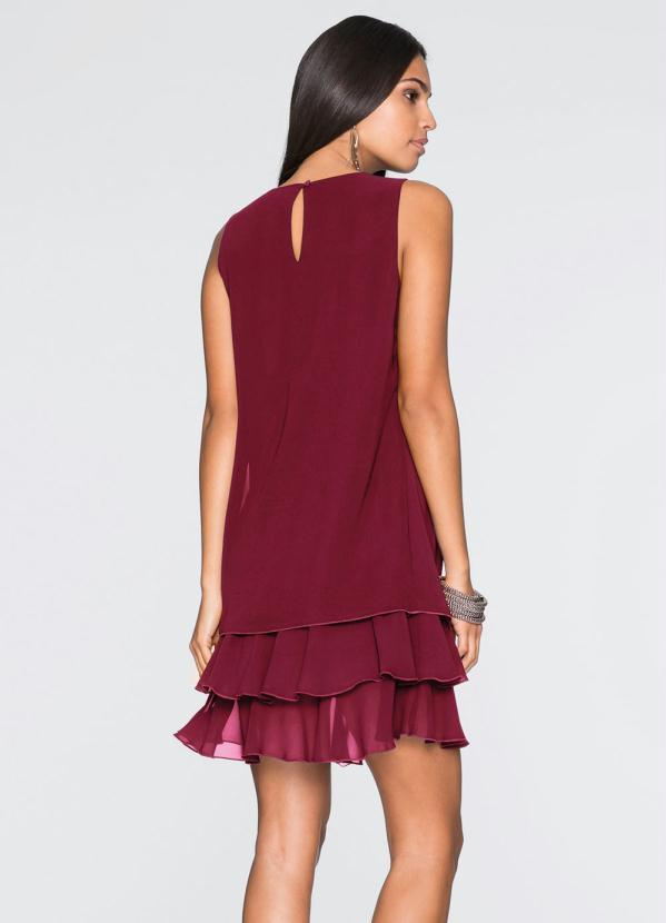 bonprix - Vestido Trapézio com Babados Vermelho 2