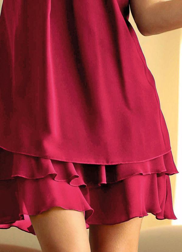 bonprix - Vestido Trapézio com Babados Vermelho 3