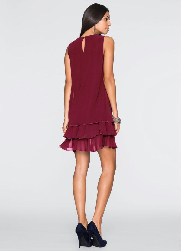 bonprix - Vestido Trapézio com Babados Vermelho 5