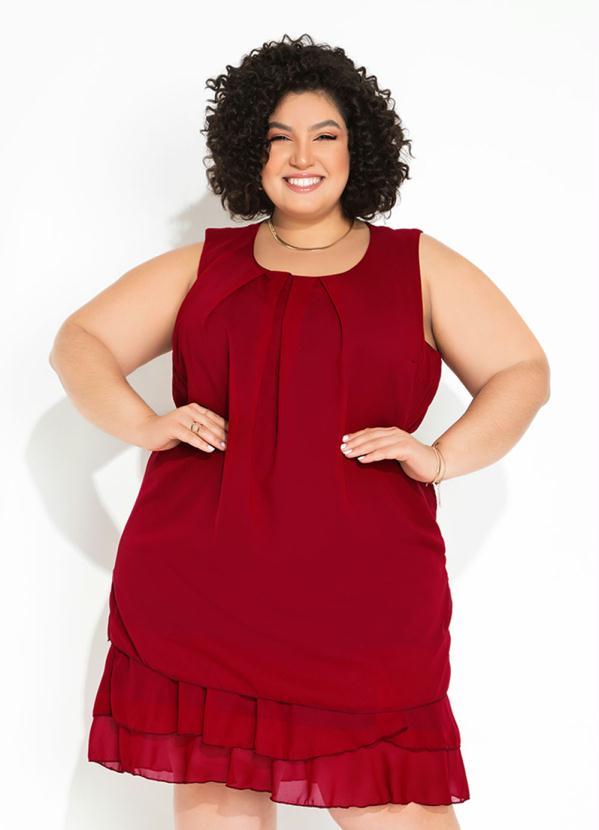 bonprix - Vestido Trapézio com Babados Vermelho 8