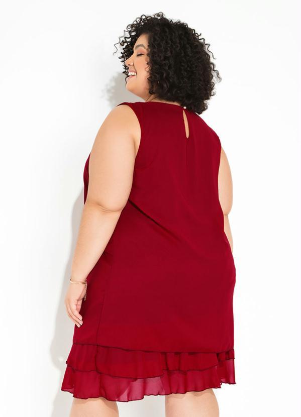 bonprix - Vestido Trapézio com Babados Vermelho 9