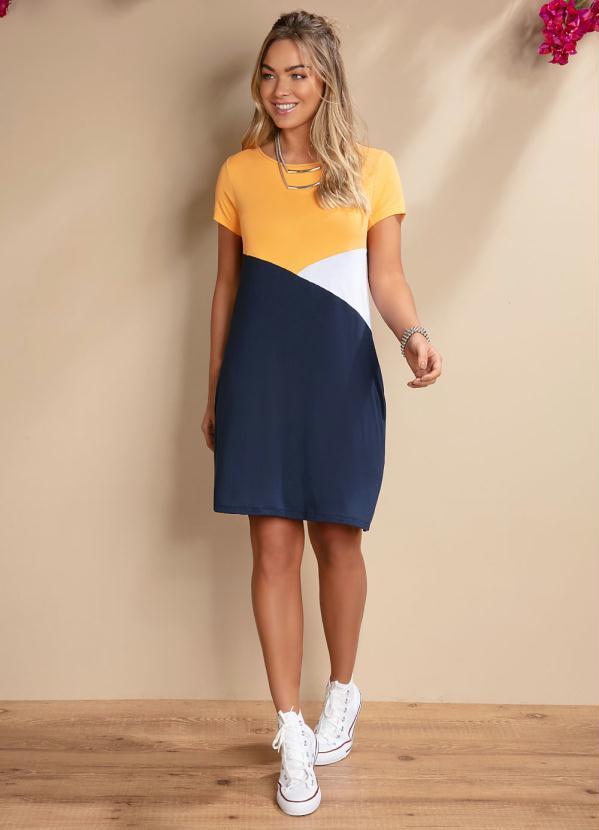 Quintess - Vestido Tricolor Marinho com Bolsos 3