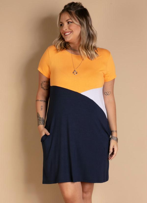 Quintess - Vestido Tricolor Marinho com Bolsos 5