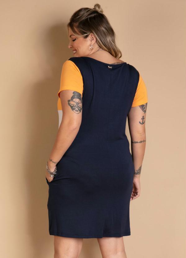 Quintess - Vestido Tricolor Marinho com Bolsos 6