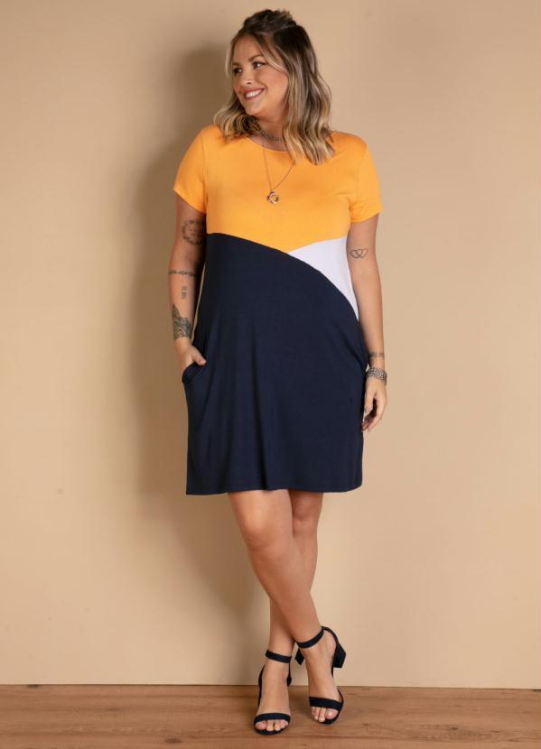 Quintess - Vestido Tricolor Marinho com Bolsos 7