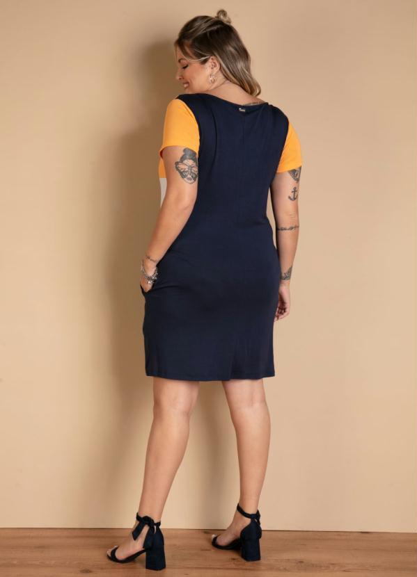 Quintess - Vestido Tricolor Marinho com Bolsos 8