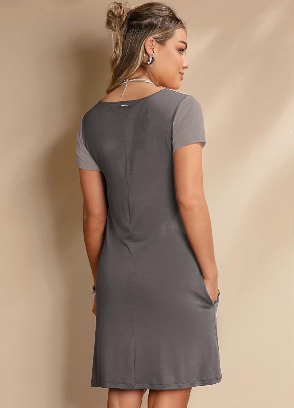 Quintess - Vestido Tricolor Mescla, Chumbo e Branco 2