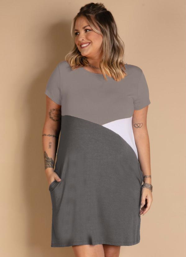 Quintess - Vestido Tricolor Mescla, Chumbo e Branco 6