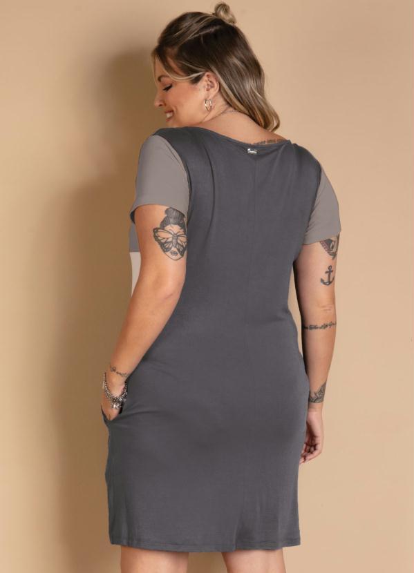 Quintess - Vestido Tricolor Mescla, Chumbo e Branco 7