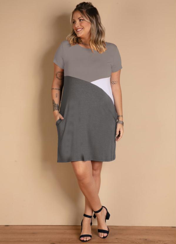 Quintess - Vestido Tricolor Mescla, Chumbo e Branco 8