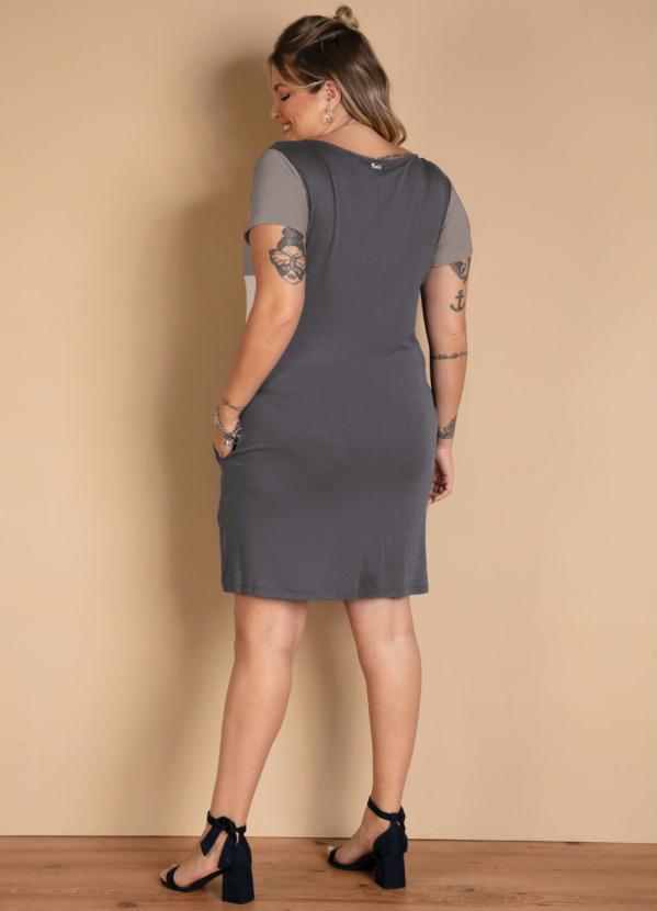 Quintess - Vestido Tricolor Mescla, Chumbo e Branco 9