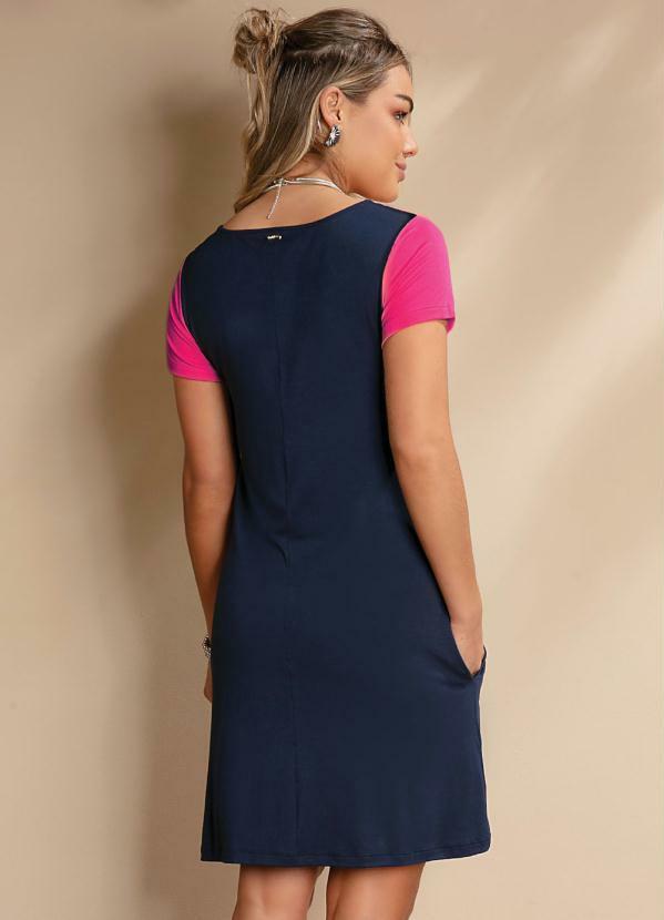 Quintess - Vestido Tricolor Pink com Bolsos 2