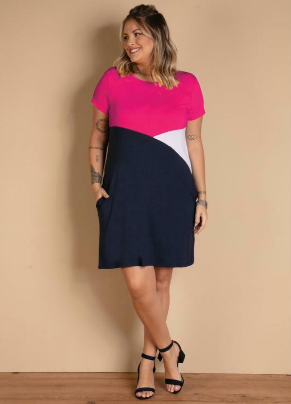 Quintess - Vestido Tricolor Pink com Bolsos 7