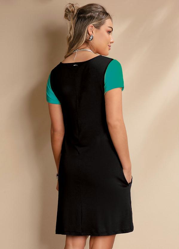 Quintess - Vestido Tricolor Turquesa com Bolsos 2