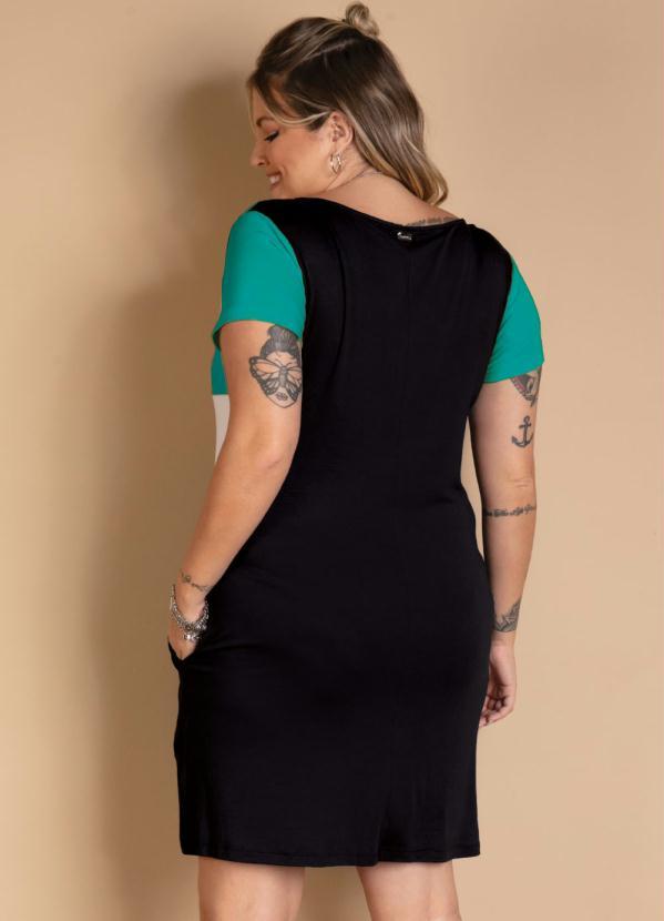 Quintess - Vestido Tricolor Turquesa com Bolsos 6