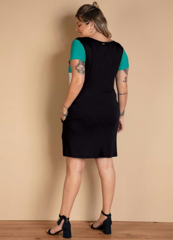 Quintess - Vestido Tricolor Turquesa com Bolsos 8