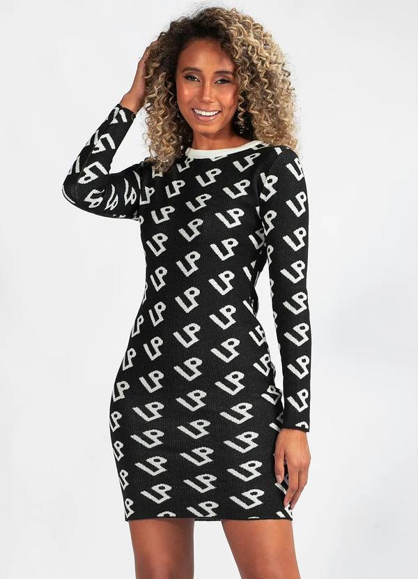 Lança Perfume - Vestido Tricot Curto Logomania Preto