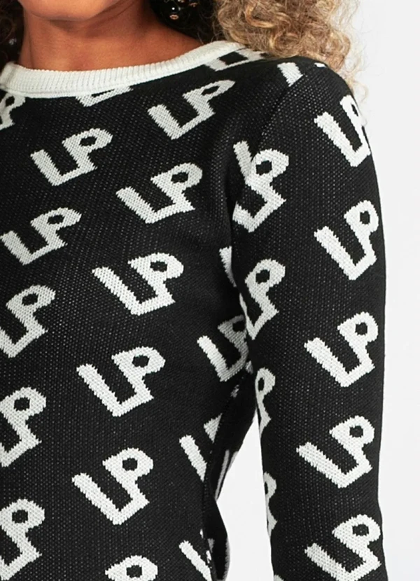 Lança Perfume - Vestido Tricot Curto Logomania Preto 6