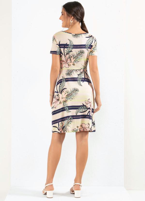 Quintess - Vestido Tropical Bege com Nó no Decote 4