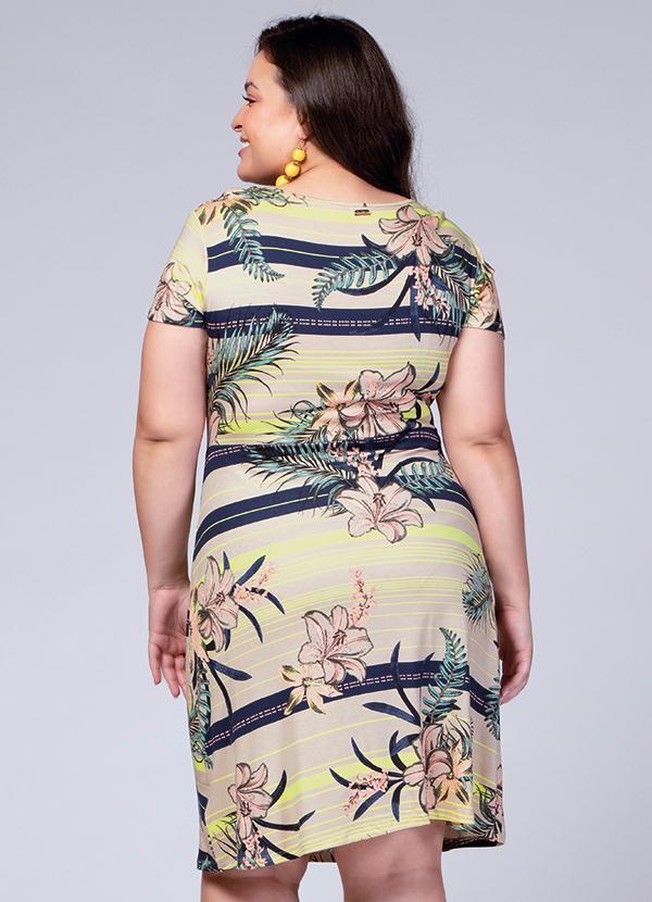 Quintess - Vestido Tropical Bege com Nó no Decote 6