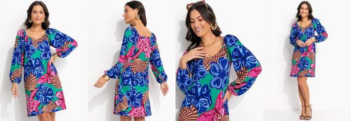 Vestido Tropical Borboleta em Malha Fria