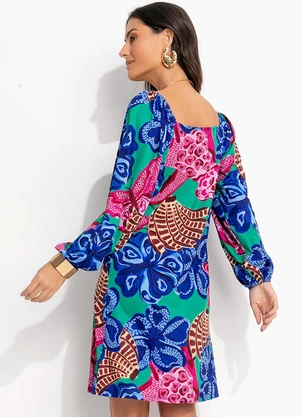 Quintess - Vestido Tropical Borboleta em Malha Fria - QUINTESS