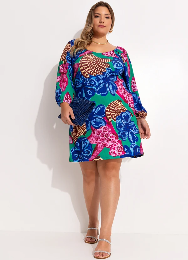 Quintess - Vestido Tropical Borboleta em Malha Fria