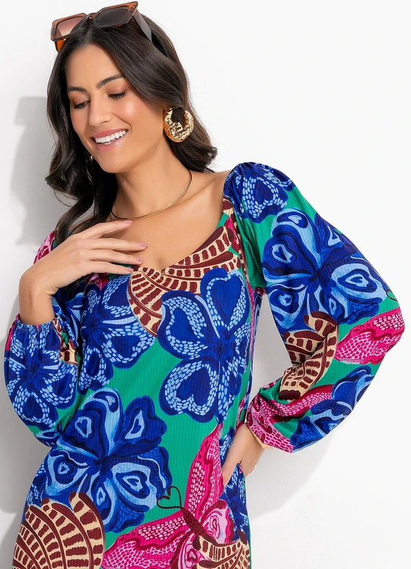 Quintess - Vestido Tropical Borboleta em Malha Fria 3