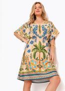 Vestido Tropical Bordado em Malha Fria